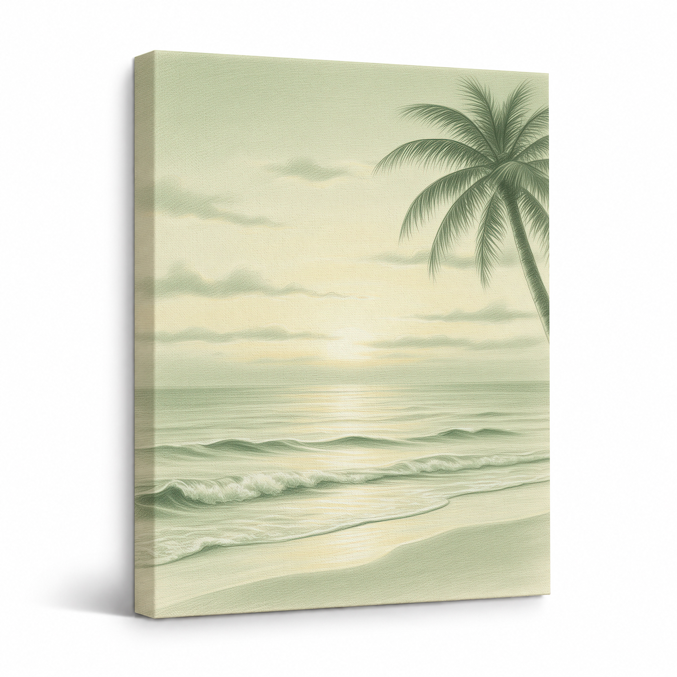Tropical Sunset Beach Framed Canvas Wall Art